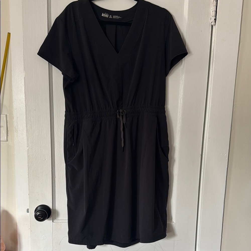 REI Black Camp V-Neck Dress with Pockets